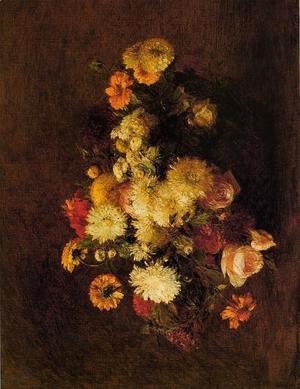 Ignace Henri Jean Fantin-Latour - Bouquet of Flowers I