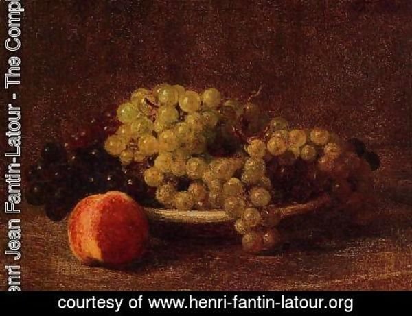 Ignace Henri Jean Fantin-Latour - Still Life with Grapes and a Peach