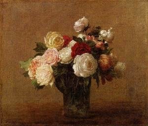 Ignace Henri Jean Fantin-Latour - Roses in a Glass Vase