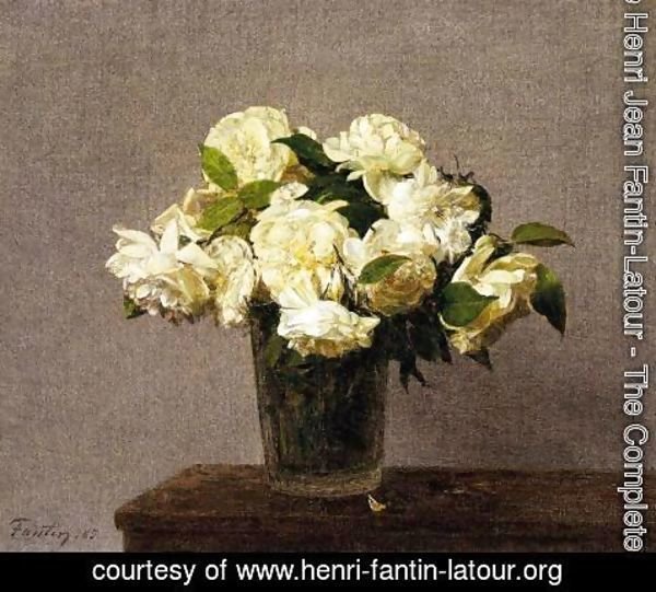 Ignace Henri Jean Fantin-Latour - White Roses in a Vase