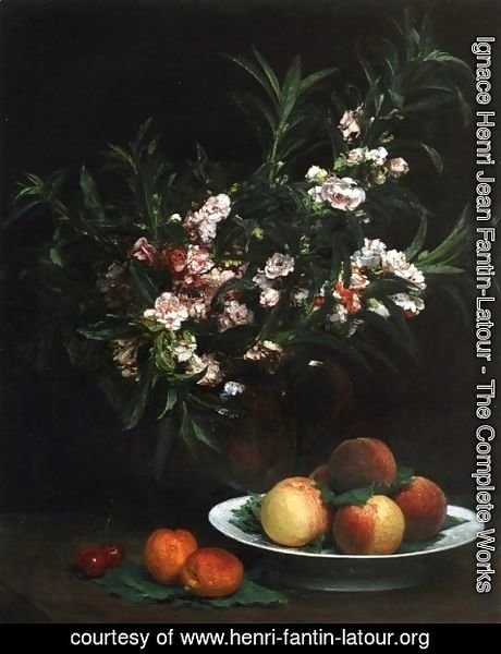 Ignace Henri Jean Fantin-Latour - Still Life: Impatiens, Peaches and Apricots
