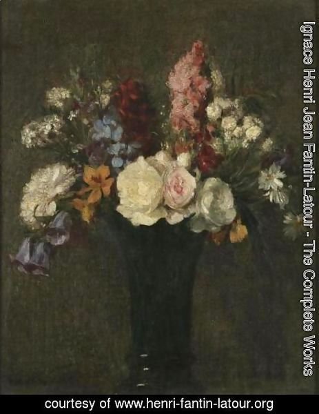 Ignace Henri Jean Fantin-Latour - Vase de fleurs variees