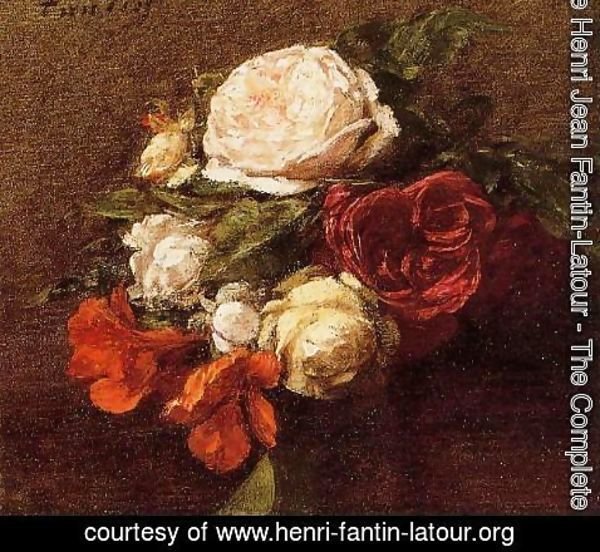 Ignace Henri Jean Fantin-Latour - Roses and Nasturtiums1