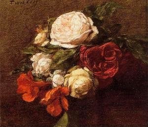 Ignace Henri Jean Fantin-Latour - Roses and Nasturtiums1