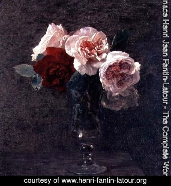 Ignace Henri Jean Fantin-Latour - Still Life of Pink and Red Roses