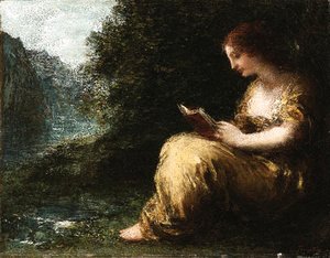 A young lady reading