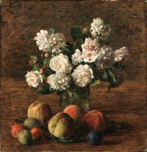 Ignace Henri Jean Fantin-Latour - Nature morte roses et fruits
