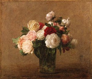 Ignace Henri Jean Fantin-Latour - Roses dans un vase de verre