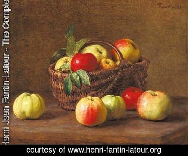 Ignace Henri Jean Fantin-Latour - Pommes Dans Un Panier Et Sur La Table
