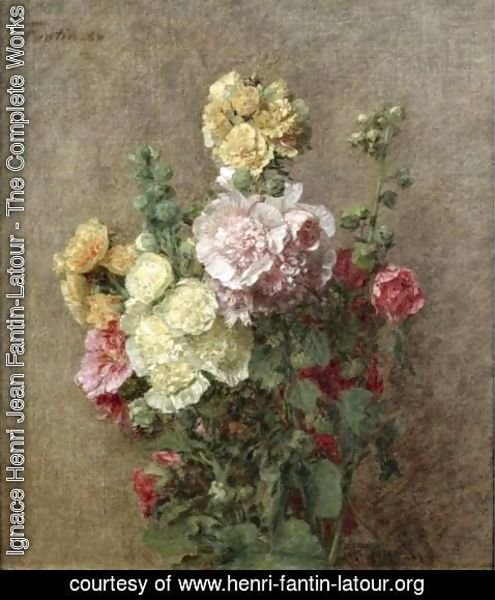 Ignace Henri Jean Fantin-Latour - Roses Tremieres Sans Vase