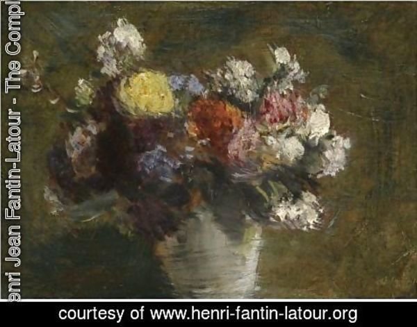 Ignace Henri Jean Fantin-Latour - Fleurs Dans Un Pot De Porcelaine Blanche