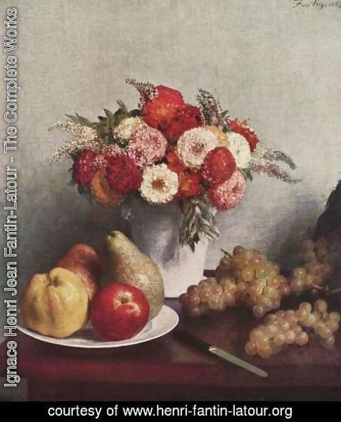 Ignace Henri Jean Fantin-Latour - Still life with flowers and fruits