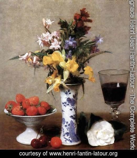 Ignace Henri Jean Fantin-Latour - Still-Life with Flowers and Fruit 2