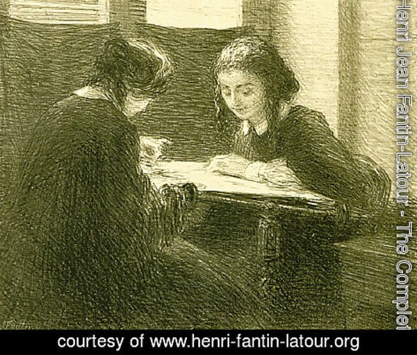 Ignace Henri Jean Fantin-Latour - The-Embroiderers, No. 3